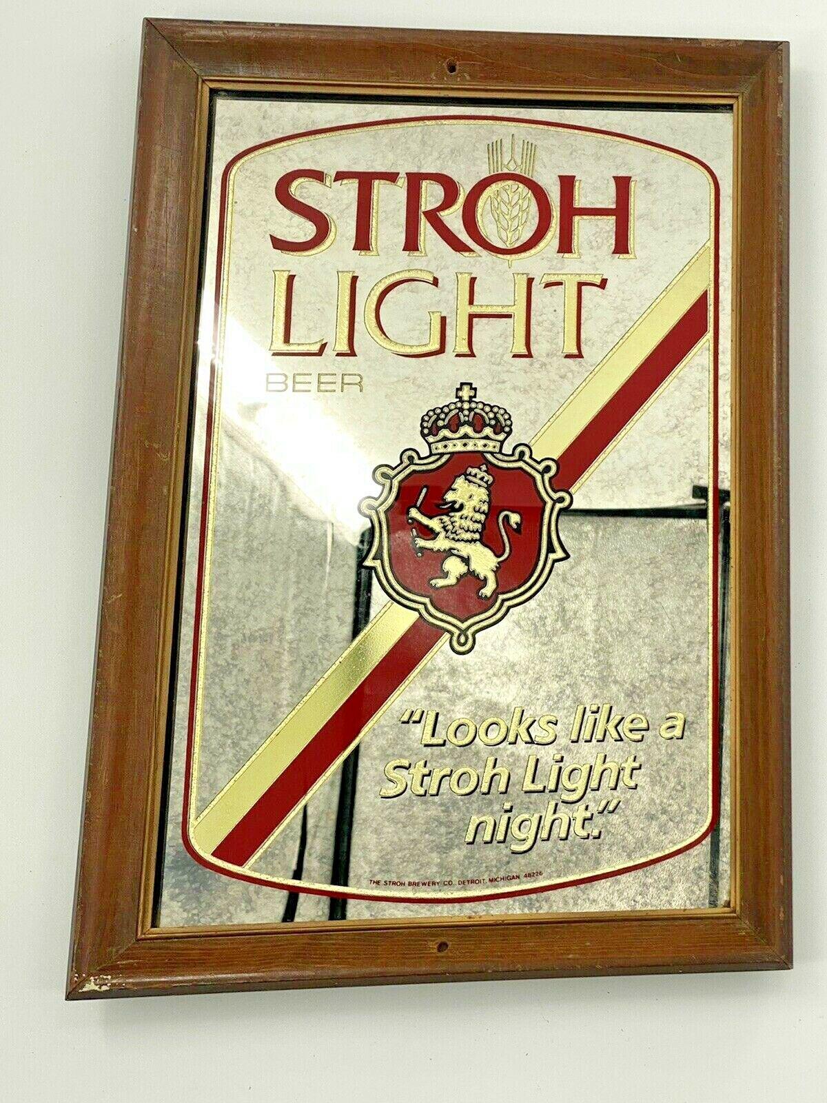 Stroh Brewery パブミラー 壁掛け 鏡 当時物 ストローブリュワリー Vintage STROH LIGHT BEER Framed Wall Mirror Sign Looks Like Stroh