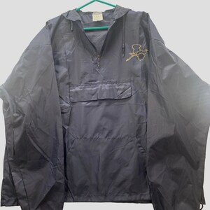 Navy Blue Windbreaker JACKET Nylon Coat STORK CRANE Heron