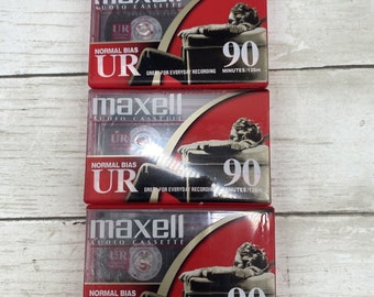 3 Factory Sealed New 90 Minutes Maxell UR Normal Bias Blank Audio Cassette Tape