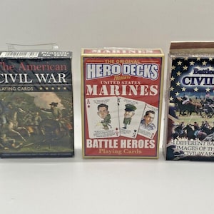 Militärspielkarten, Bürgerkrieg und US-Marine-Memorabilia-Karten, 3 Stück