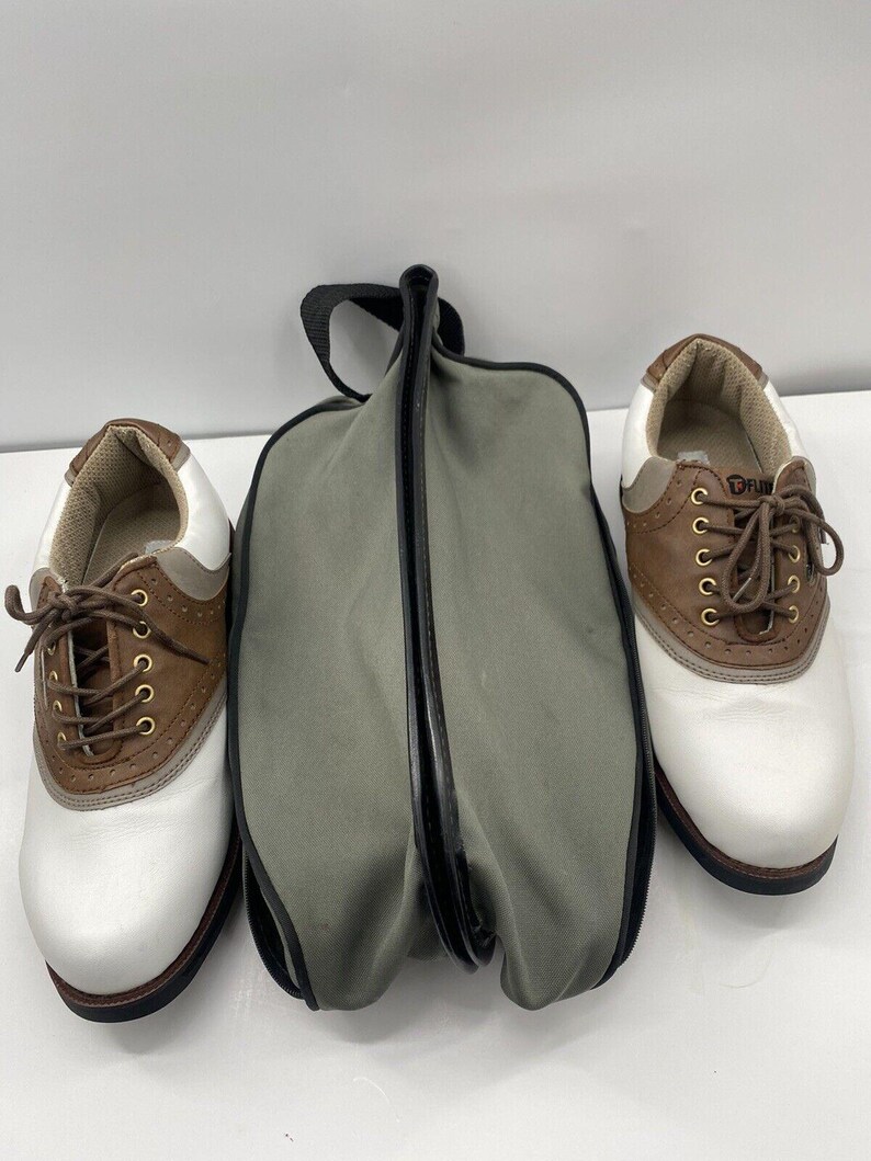 TOP FLITE Doral Golf Shoes Men's Size 11 White Saddle Brown With Carrying Bag image 4