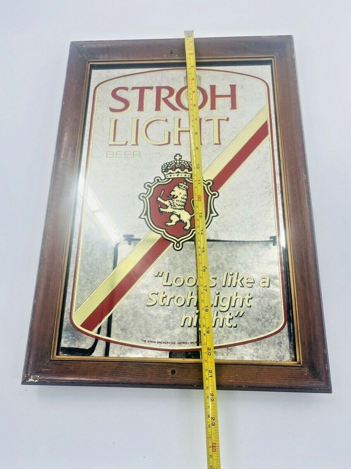 Vintage STROH LIGHT BEER Framed Wall Mirror Sign Looks Like Stroh