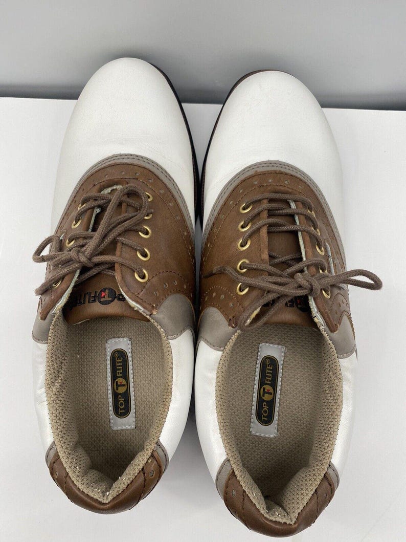 TOP FLITE Doral Golf Shoes Men's Size 11 White Saddle Brown With Carrying Bag image 8