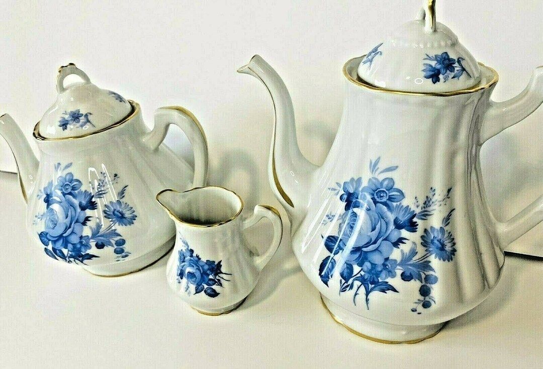 Antique Porcelaine De France Tea Pot Coffee Pot and Creamer Set of 3 Etsy