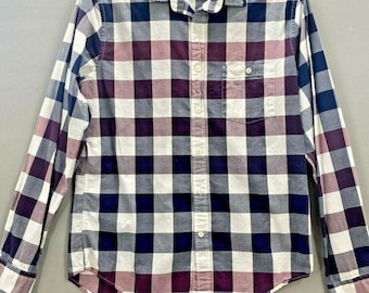 EXPRESS Button Down Mens M Multicolor Plaid Long Sleeve Casual Pocketed Shirt