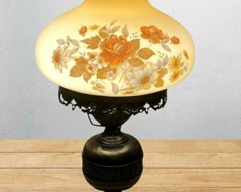 Vintage Hurricane Gone with the Wind Floral Flower Lamp 19” Hand Painted