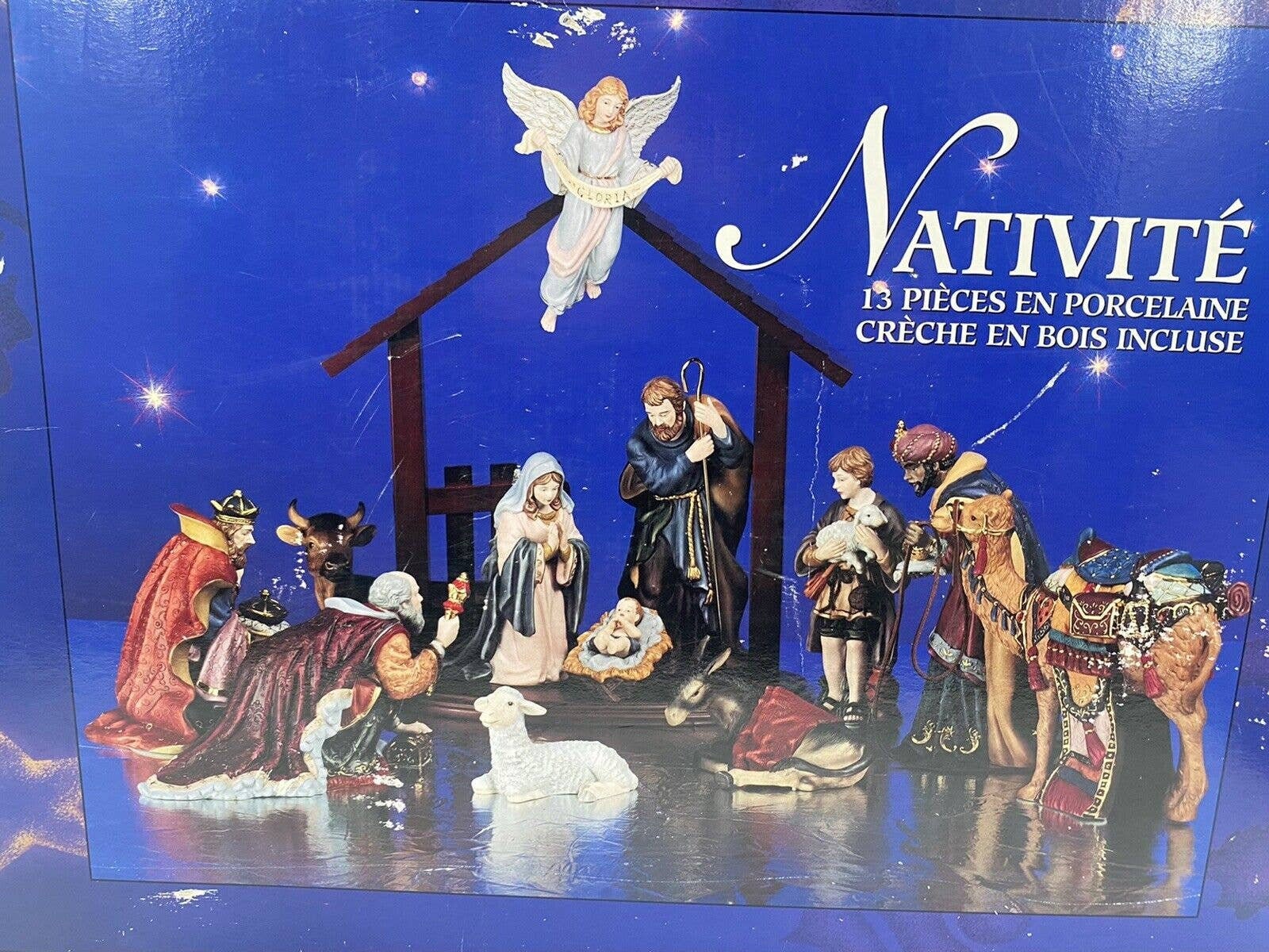 KIRKLAND「キリストの誕生」13ピースセット Kirkland Signature Large 13 Piece Nativity Set Wood Style Creche