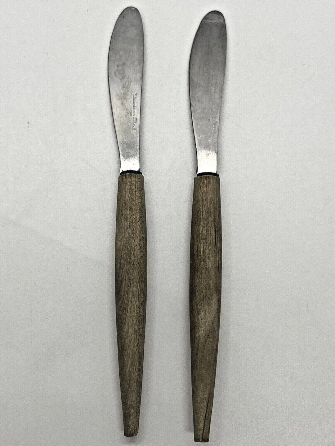 Vintage Japanese Stainless Steel Butter Knives With Wooden Etsy