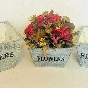 Rustic Farmhouse Solid Wood Rectangular Succulent Pots Planter Boxes Set of 3 image 9