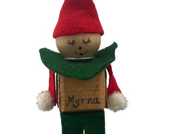 Vintage Neuheit hängende Elfe Weihnachtsgeschenk Ornament sagt Myrna auf Geschenk