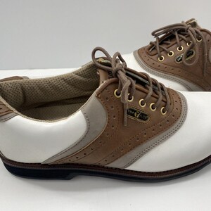 TOP FLITE Doral Golf Shoes Men's Size 11 White Saddle Brown With Carrying Bag image 3