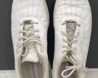 FootJoy Womens SZ 7.5M Golf 96100 White Leather Waterproof Lace Up Shoes