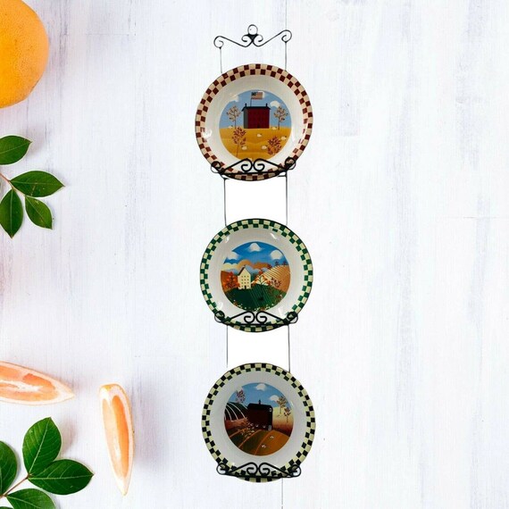 Vintage Farmhouse Country Plates Set of 3 Plates With Wall Etsy