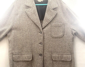 Vintage Woolrich XL Rugged Outdoorwear WOMENS Brown Plaid Wool Jacket Coat