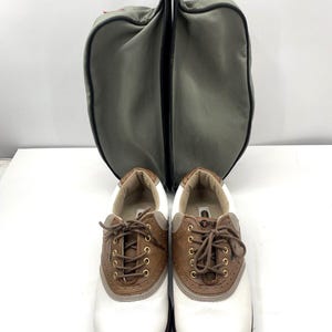 TOP FLITE Doral Golf Shoes Men's Size 11 White Saddle Brown With Carrying Bag image 1