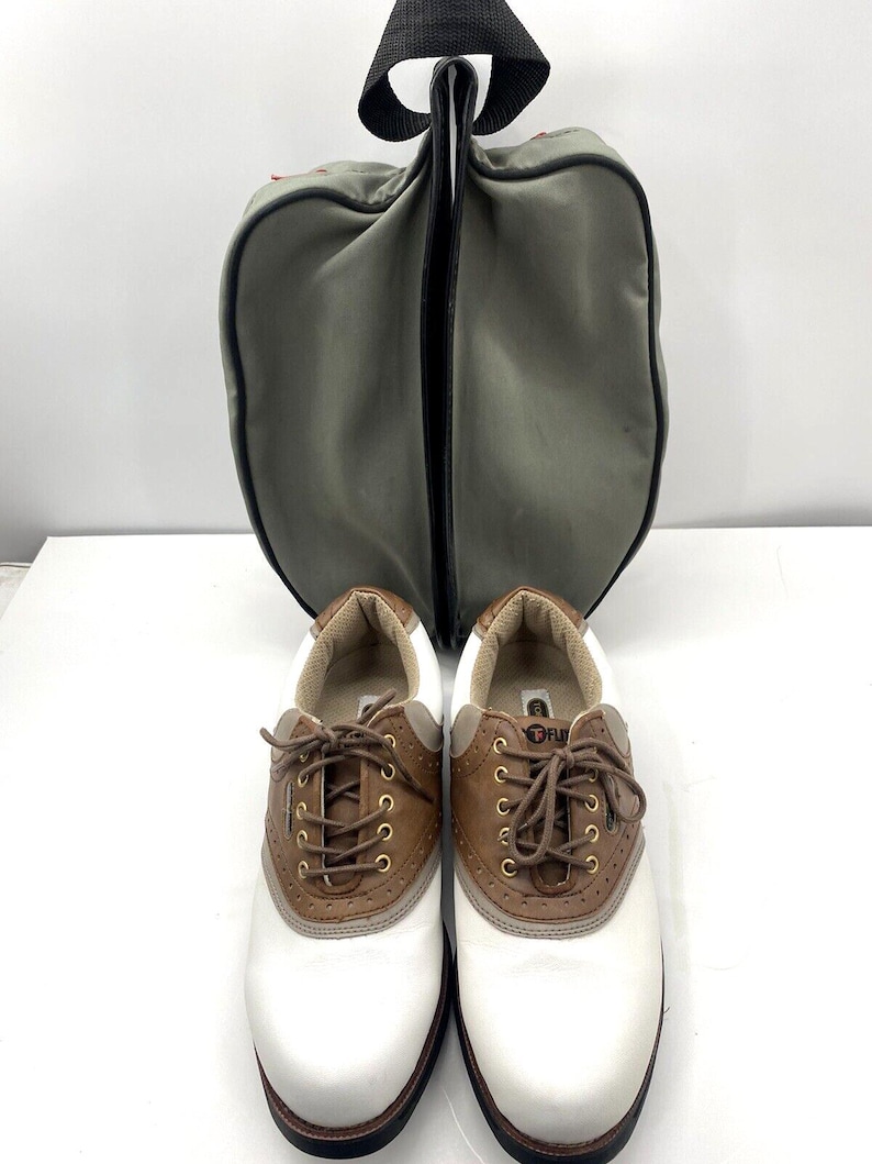 TOP FLITE Doral Golf Shoes Men's Size 11 White Saddle Brown With Carrying Bag image 1