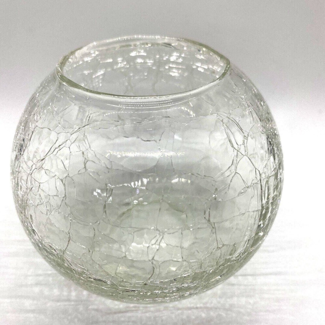 Clear Crackle Glass Votive Candle Holder Round 3.75 Tall by Etsy