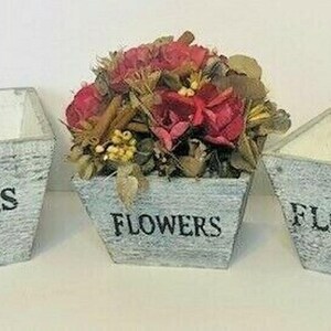 Rustic Farmhouse Solid Wood Rectangular Succulent Pots Planter Boxes Set of 3 image 11