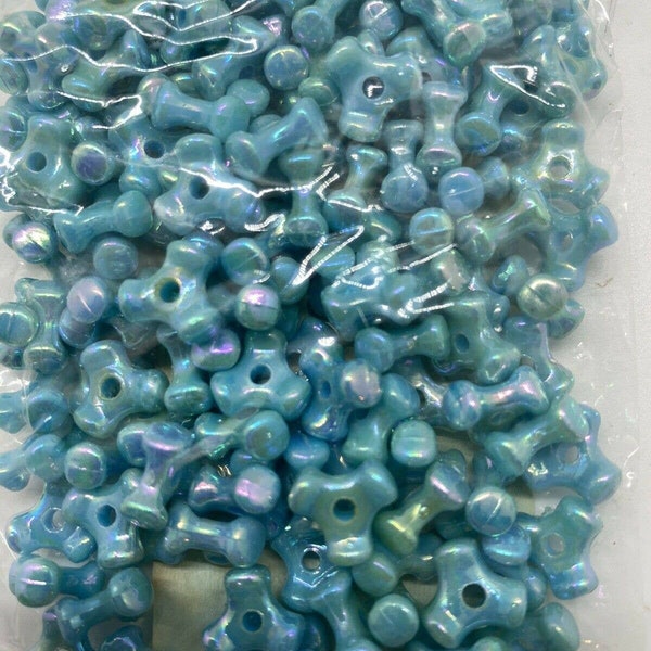 144 Gems 10MM TRI Propeller Beads blk,pink,yell,teal or clear 1 Bag