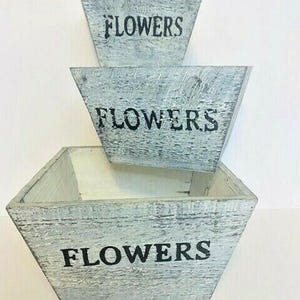 Rustic Farmhouse Solid Wood Rectangular Succulent Pots Planter Boxes Set of 3 image 5