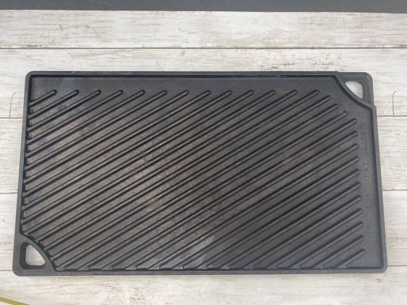 Vintage LODGE Cast Iron Reversible Griddle Grill 16.5 X Etsy