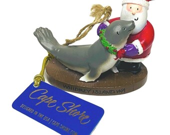 Cape Shore WHIDBEY ISLAND Santa Dolphin Reindeer Holiday Ornament Figurine