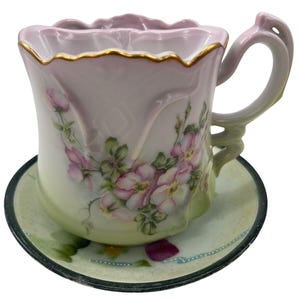 Nippon Porcelain Antique Men&#39;s Shaving Cup and Saucer Vanity Set