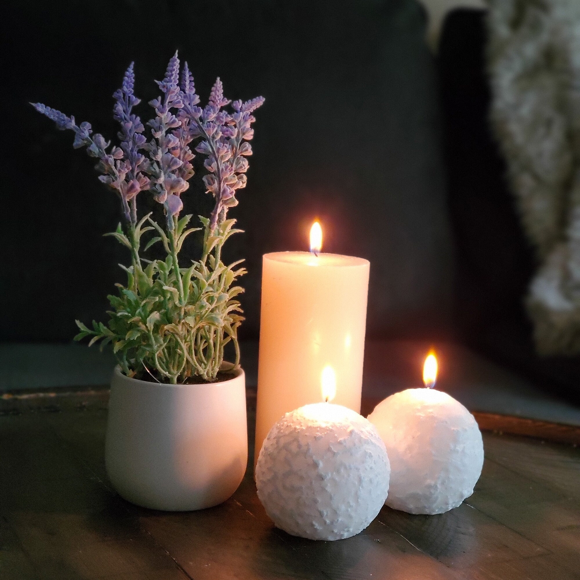 Snowball Candles. Set of 4. White. Burn Time 25 Hours. 3 | Etsy