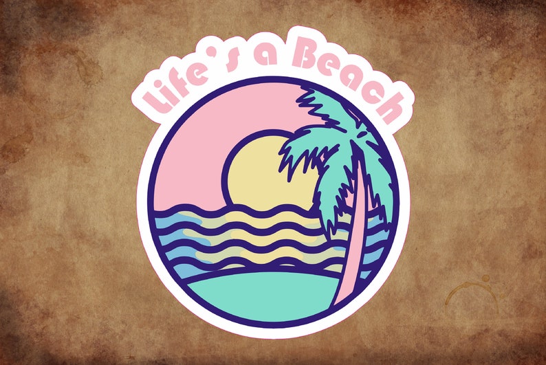 Life's a Beach Sticker Retro Beach Life Sticker. This | Etsy