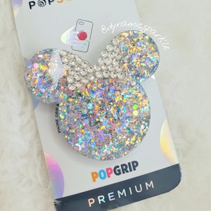 Cinderella inspired blue colorShifting Stargazing Minnie Mouse inspired bling Popsocket