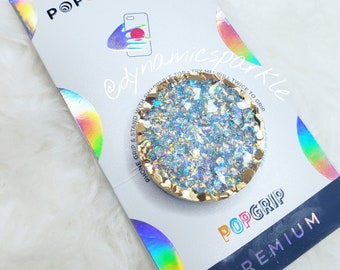 Blue Rainbow Gemstone Druzzy Holographic Agate Geode Inspired Popsocket