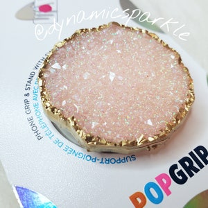 Dusty Peachy Gemstone Druzzy Holographic Agate Geode Inspired Popsocket