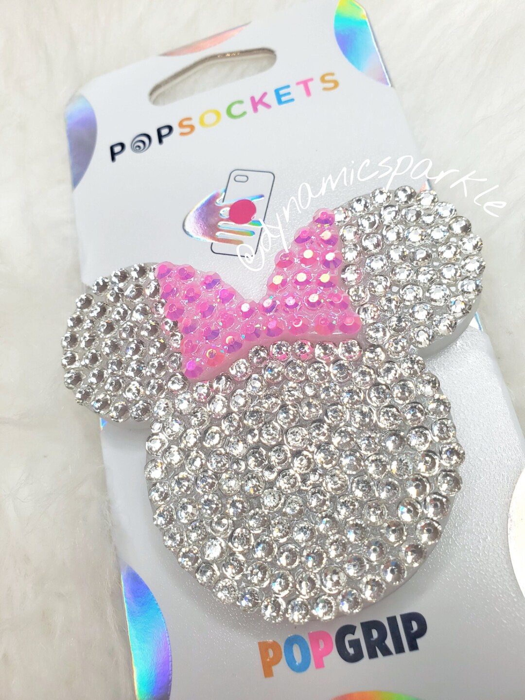Custom Clear Minnie Mouse Pink Bow Inspired Bling Popsocket - Etsy