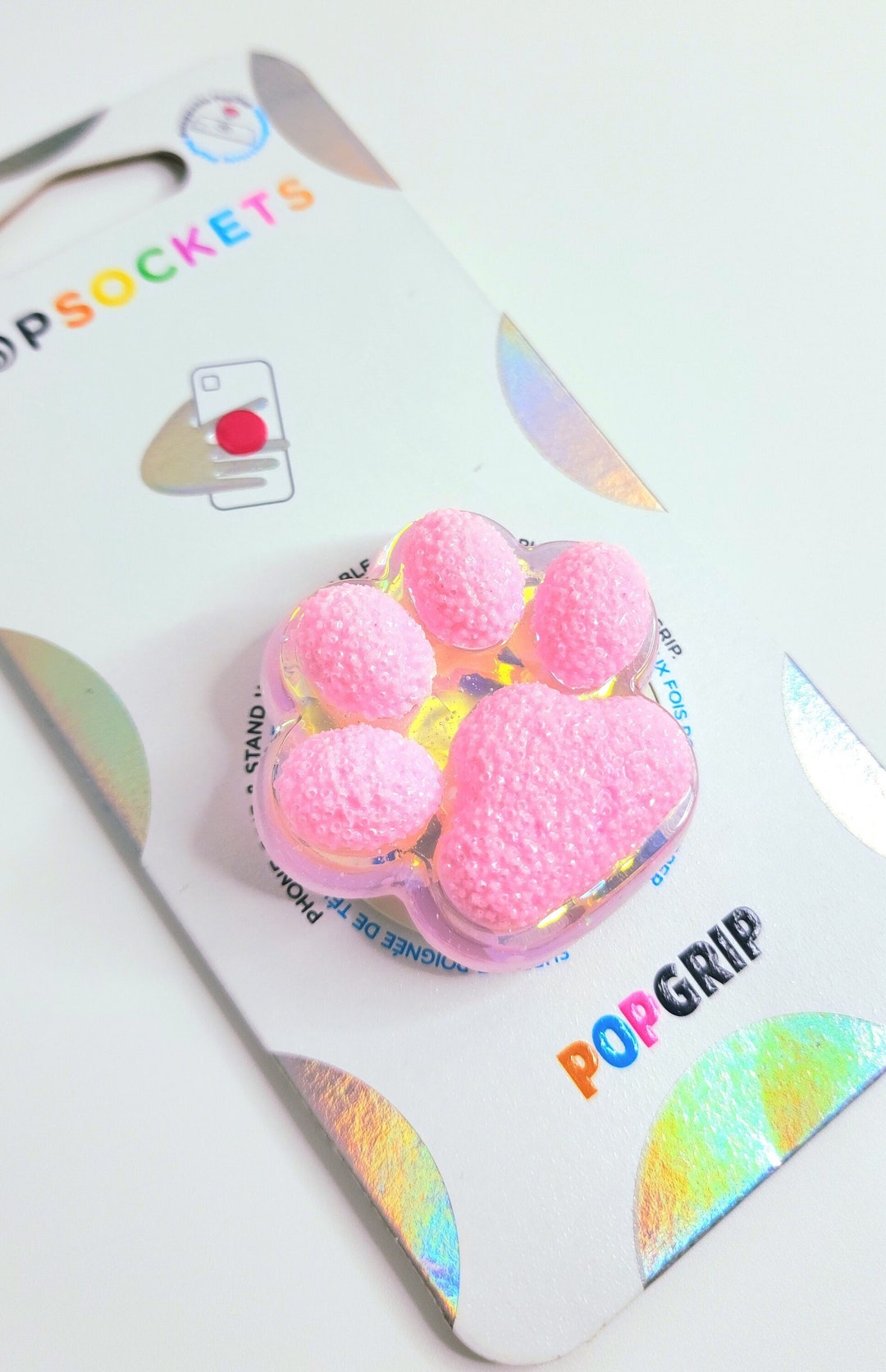 Pink Druzy Holographic Cat/dog Paw Print Popsocket - Etsy Canada