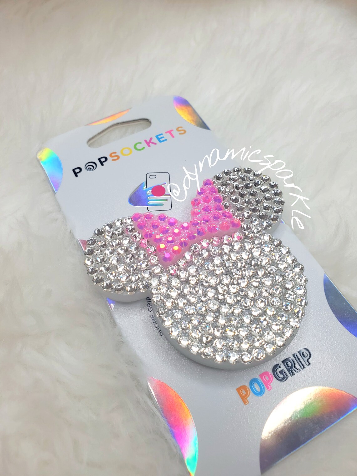 Custom Clear Minnie Mouse Pink Bow Inspired Bling Popsocket | Etsy