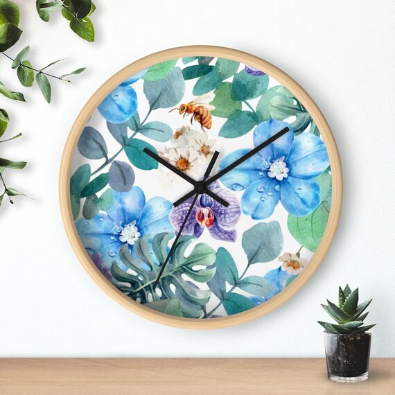 Bedroom Office Clock Unique Wall Clock Unique Flower Gifts Boho Chic Flower Clock Her First Home Gift Flower Decor Accessories