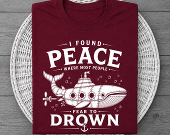 Funny Whale Submarine Shirt Vintage Ocean Graphic Deep Sea Introvert Nautical Adventure Tee