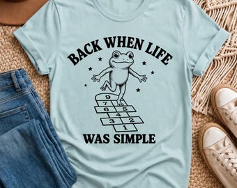 Funny Frog Shirt, Retro 90s Tee, Childhood Game Graphic, Hopscotch Design Gift Women Ladies