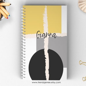 Personal Journal/ Customized/ Notebook/ 6”x 9”/ Lined/ Dot Grid/ Blank/ Spiral/ Card Stock Soft Cover/ Spiral Book/ Design #J209