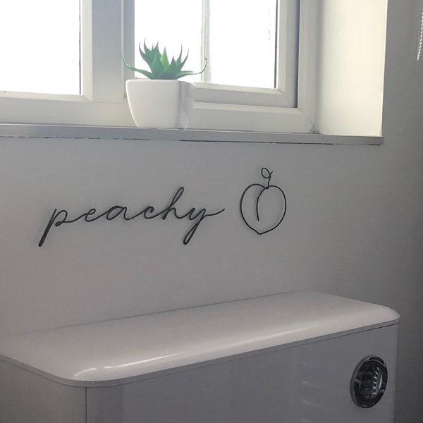 Peachy bum sign - wire words - bathroom - cloakroom - living room - gallery wall - bedroom - names - positivity - quotes