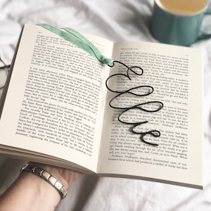 Personalised wire name bookmark - Teachers gift -  velvet ribbons - book lovers - readers gift