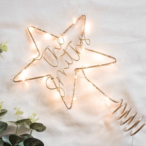 Personalised Christmas tree topper - star tree topper - Surname wire sign - wire words - Family name decorations - modern christmas decor