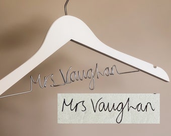 Personalised bridal hanger handwriting - wedding dress hanger - custom wire hanger - gift for the bride - bridesmaid - bridal shower gift