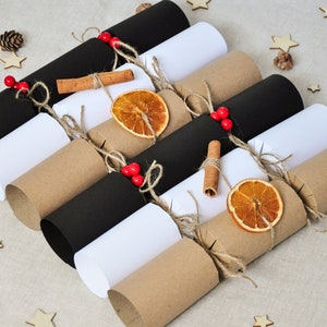 Christmas crackers DIY - make your own kit - cracker fillers - eco friendly - recyclable - Eve box - red green Kraft white black