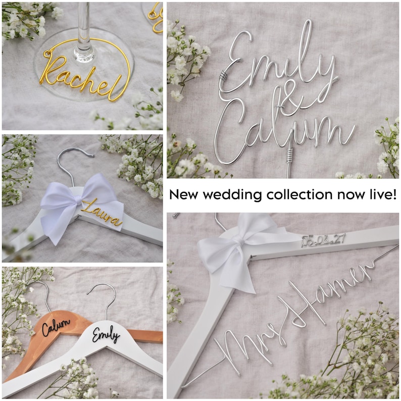 Personalised wedding dress hanger, bridal hanger, wedding bridesmaid gifts, bride wedding hangers, bridal shower gift, bridesmaid proposal Bild 2