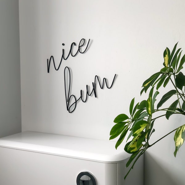 nice bum sign - wire words - bathroom - cloakroom - living room - gallery wall - bedroom - names - positivity - quotes