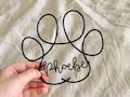Personalised paw print with name, wire words, pet memorial sign, animal lover gift, dog mum, cat mum, pet tribute, pet decor
