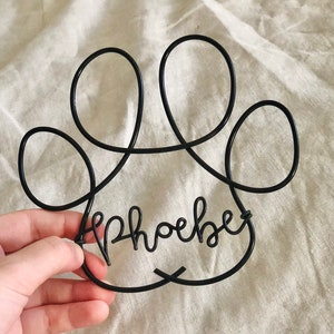 Personalised paw print with name, pet loss gift, pet memorial sign, animal lover gift, dog mum, cat mum, wire words
