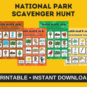 National Park Scavenger Hunt, Scavenger Hunt Printable For Kids, National Park Printable For Kids, Outdoor Scavenger Hunt Printable, PDF