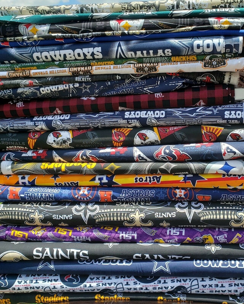 NFL Football Cotton Fabric Pick Your Team Each 1/8 of a Yard 100